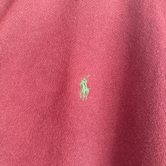 Vintage Ralph Lauren Polo Quarter Zip Mens Large Fleece Burgundy Navy Green Pony - Picture 5 of 9